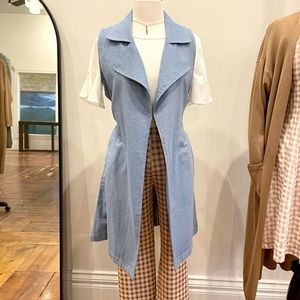 Chambray Blue Tailored Belted Vest Dress